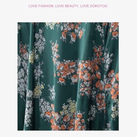 Dokoto Women's Summer Floral Print Spaghetti Strap Sundress V Neck Tie Front Max - Picture 4 of 6